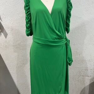 New York & Company Green Ruffled Wrap Dress